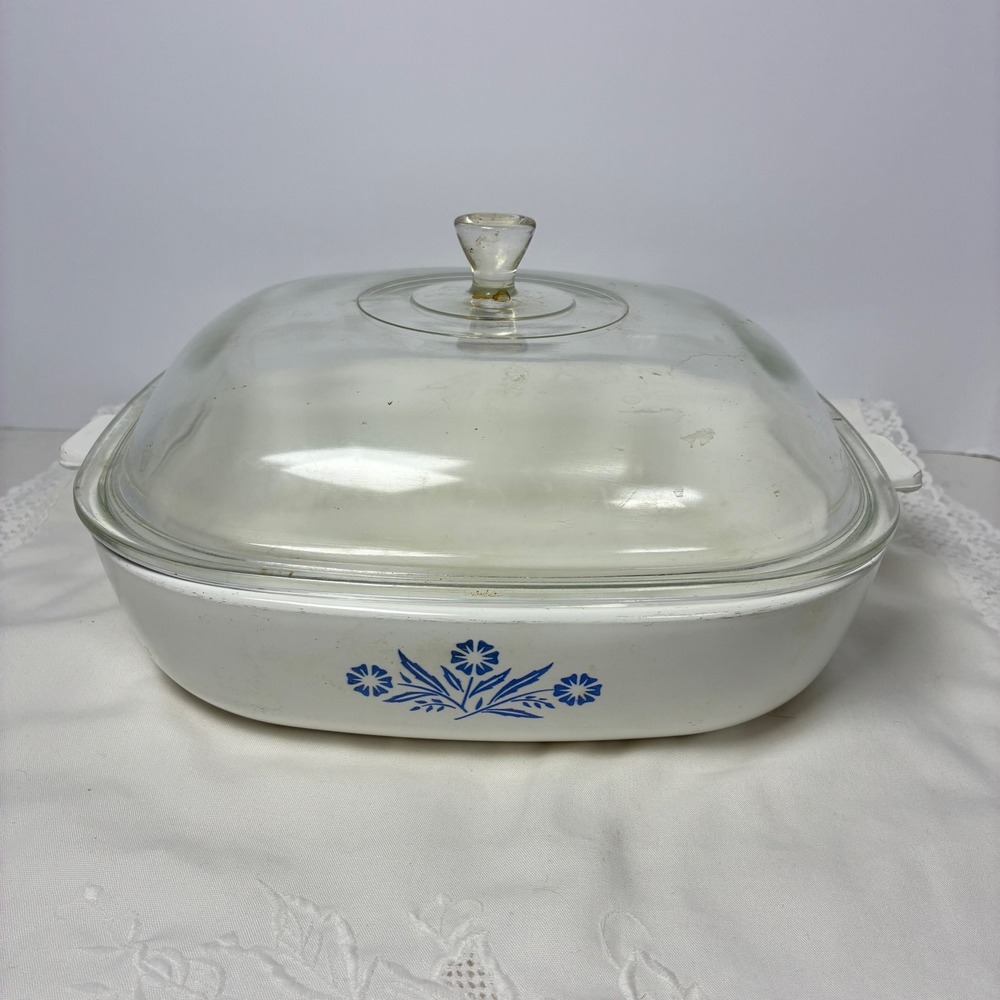 Vtg Corning Ware Casserole Dish 10in Cornflower P-10-B Bakeware MCM Retro 1960s